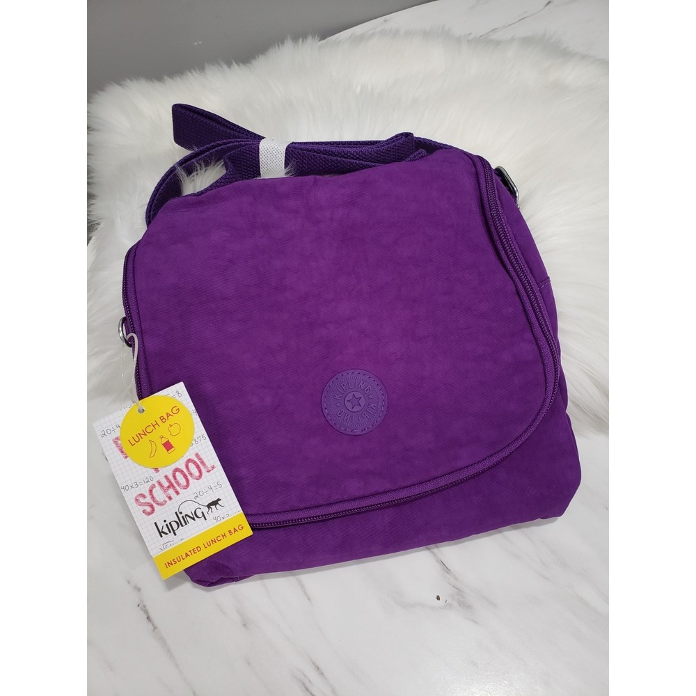 NEW KIPLING Purple Insulated Zip-Around Kichirou Lunch Bag Tile Purple Crossbody